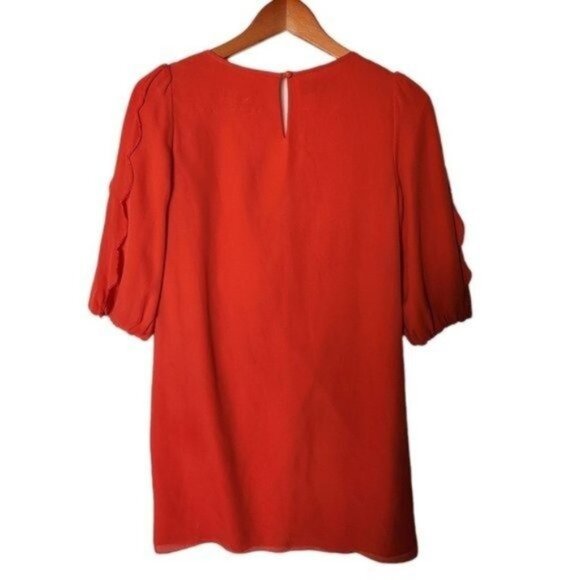 TIBI Silk Dress Mini Shift Dress Cocktail & Party Dress Size‎ 2 Orange Ruffles - Picture 7 of 9